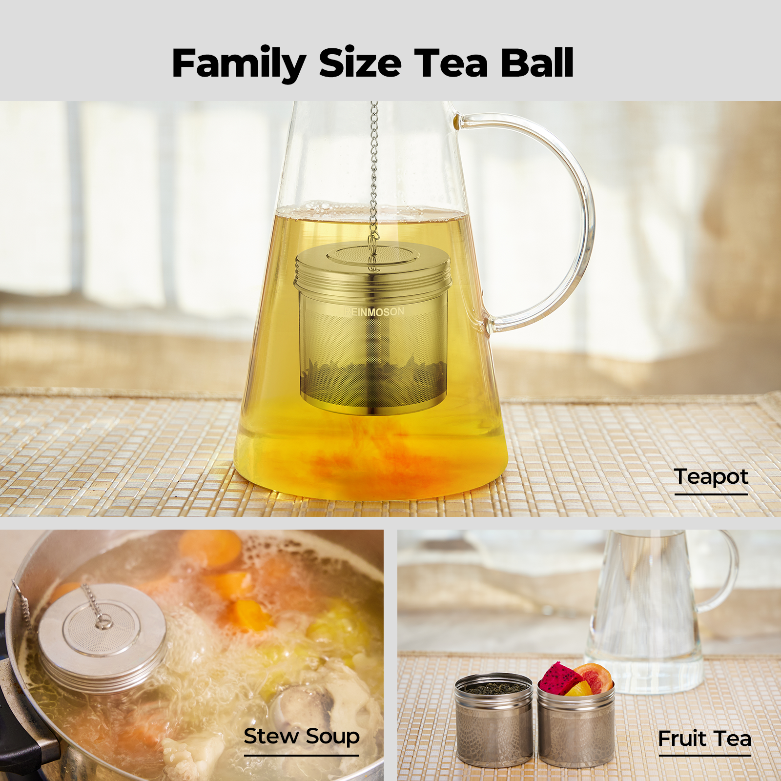 House Again 2 Pack Tea Infuser, Extra Fine Mesh Tea Infusers for Loose Tea,  18/8 Stainless Steel Tea Strainer with Extended Chain Hook, Tea Steeper